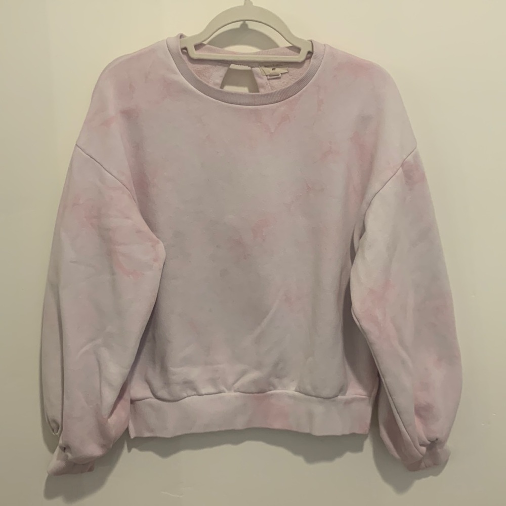 World market pink tie dye open back crew neck sweater size O/S